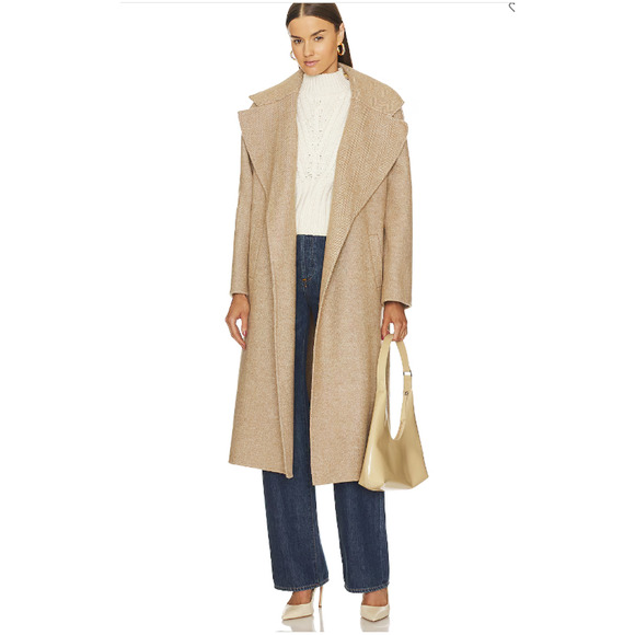 NWT Veronica Beard Women's Roberta OverSize Wrap Coat Size S Camel/Ivory #2N438 - Picture 1 of 16